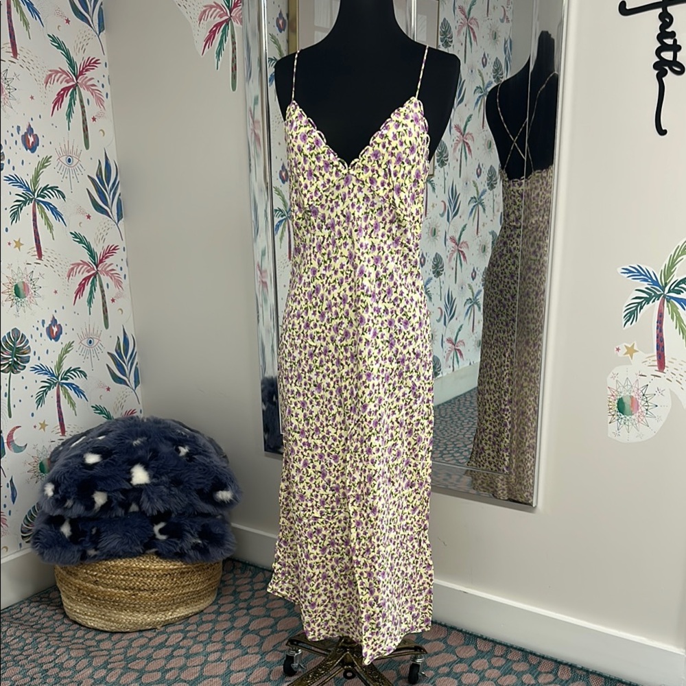 Zara Floral Purple and White Slip Dress